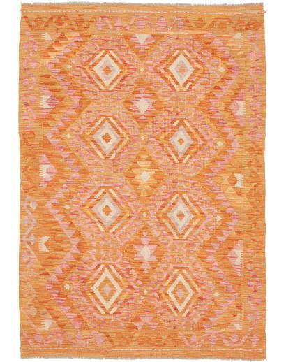 Tappeto Kilim Afghanistan arancione marrone 121x175
