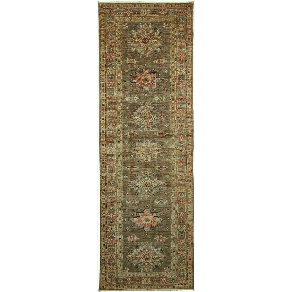 Tappeto Kazak Fine Pakistan azzurro bianco 85x257 Tappeto Kazak Fine Pakistan azzurro bianco 85x257