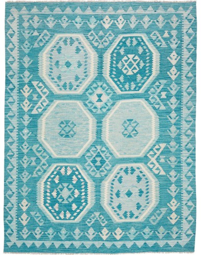 Tappeto Kilim Afghanistan beige azzurro 159x203