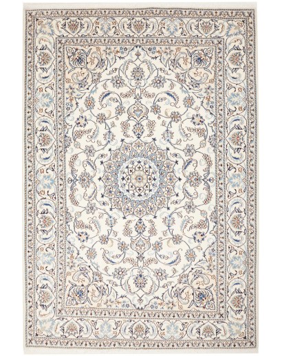 Tappeto Nain Kashmar Persia bianco azzurro 200x300