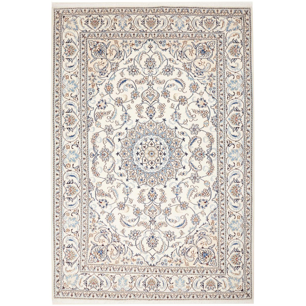 Tappeto Nain Kashmar Persia bianco azzurro 200x300 Tappeto Nain Kashmar Persia bianco azzurro 200x300