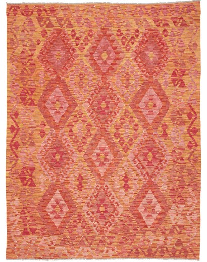 Tappeto Kilim Afghanistan rosso arancione 156x205