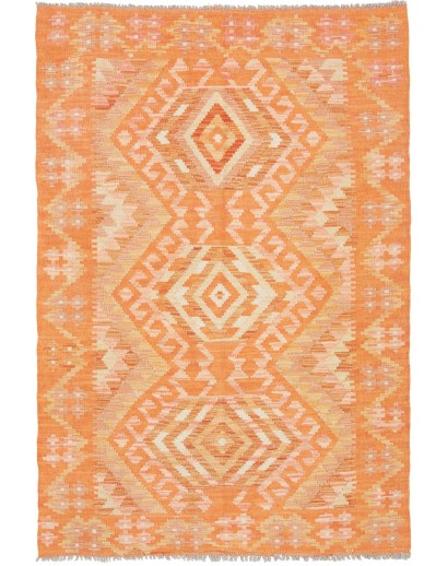 Tappeto Kilim Afghanistan arancione giallo 104x150