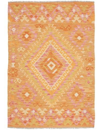 Tappeto Kilim Afghanistan arancione marrone 103x145