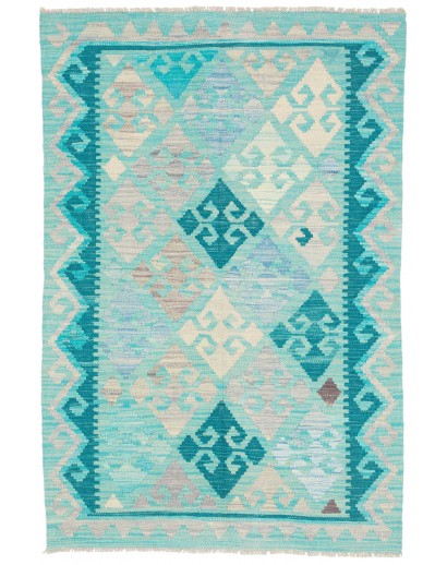 Tappeto Kilim Afghanistan beige azzurro 99x147