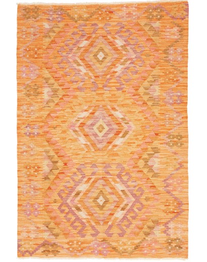 Tappeto Kilim Afghanistan arancione bianco 102x151