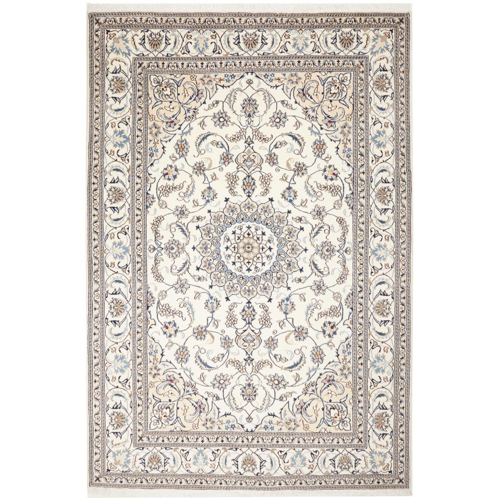 Tappeto Nain Kashmar Persia bianco grigio 200x300 Tappeto Nain Kashmar Persia bianco grigio 200x300