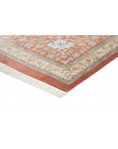 Tappeto Ghom seta Persia marrone bianco 394x620