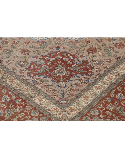 Tappeto Ghom seta Persia marrone bianco 394x620