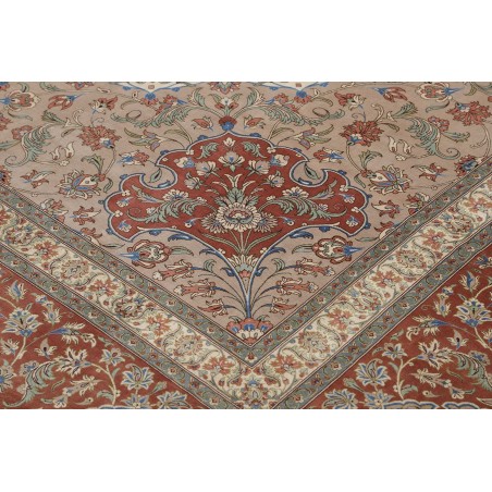 Tappeto Ghom seta Persia marrone bianco 394x620