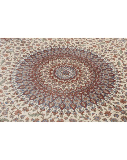 Tappeto Ghom seta Persia marrone bianco 394x620