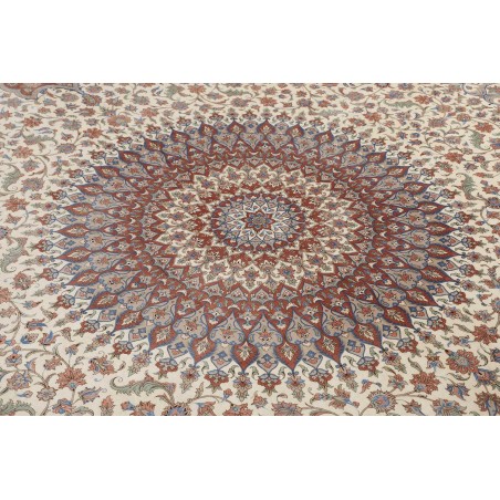 Tappeto Ghom seta Persia marrone bianco 394x620