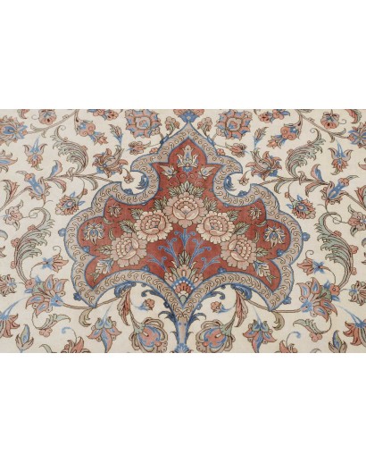 Tappeto Ghom seta Persia marrone bianco 394x620