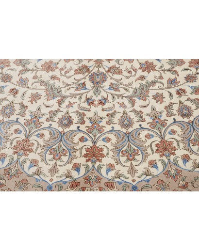 Tappeto Ghom seta Persia marrone bianco 394x620