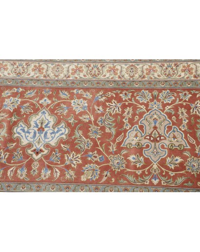 Tappeto Ghom seta Persia marrone bianco 394x620