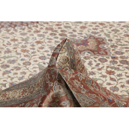 Tappeto Ghom seta Persia marrone bianco 394x620