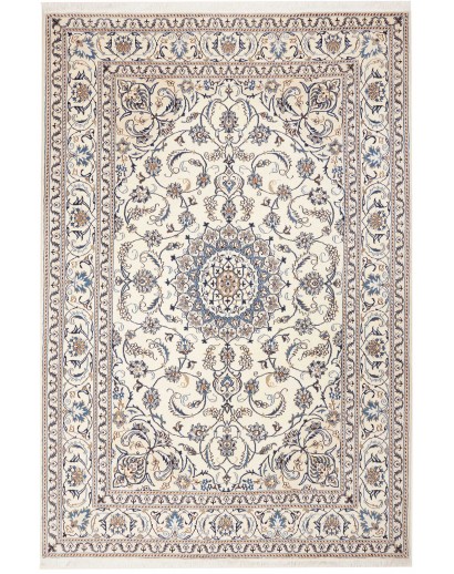 Tappeto Nain Kashmar Persia bianco grigio 197x293