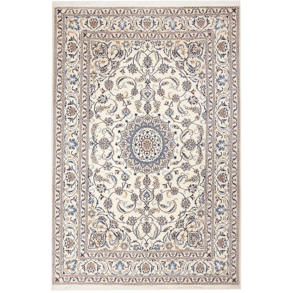 Tappeto Nain Kashmar Persia bianco grigio 197x293 Tappeto Nain Kashmar Persia bianco grigio 197x293