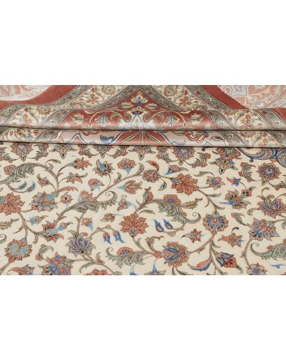 Tappeto Ghom seta Persia marrone bianco 394x620