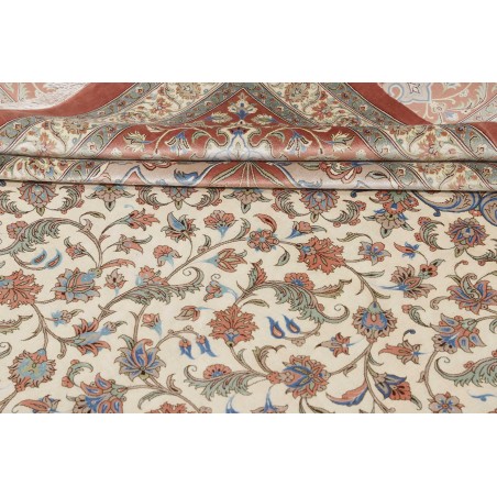 Tappeto Ghom seta Persia marrone bianco 394x620