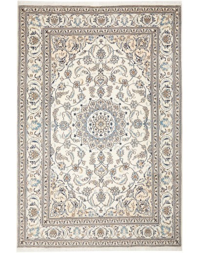 Tappeto Nain Kashmar Persia bianco grigio 204x298