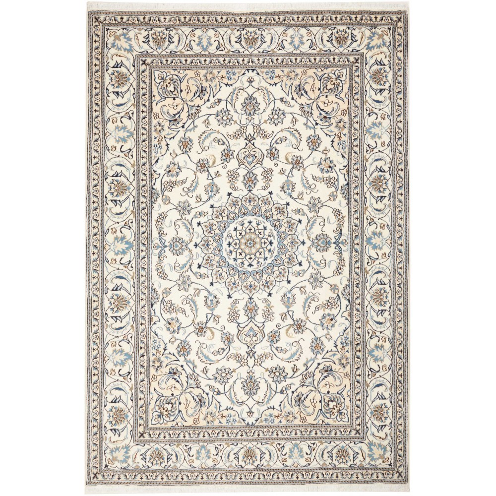 Tappeto Nain Kashmar Persia bianco grigio 204x298 Tappeto Nain Kashmar Persia bianco grigio 204x298