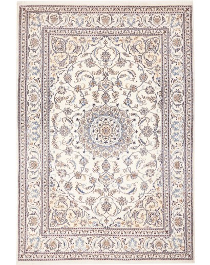Tappeto Nain Kashmar Persia bianco grigio 205x300