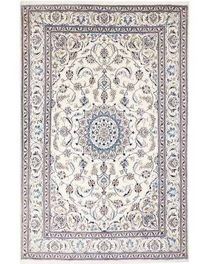 Tappeto Nain Kashmar Persia bianco grigio 197x303