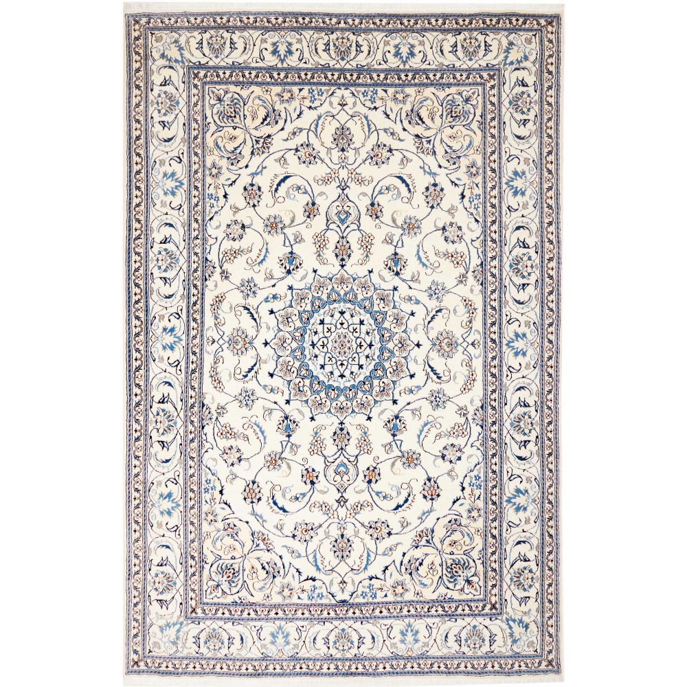 Tappeto Nain Kashmar Persia bianco grigio 197x303 Tappeto Nain Kashmar Persia bianco grigio 197x303