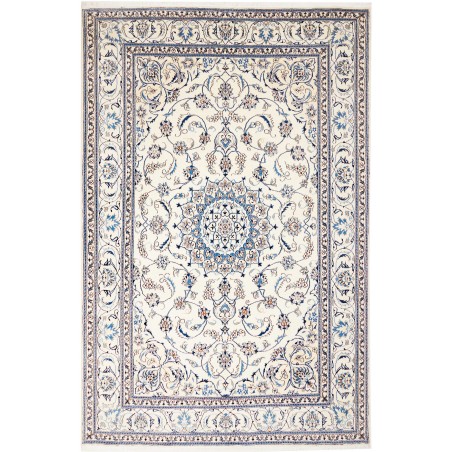 Tappeto Nain Kashmar Persia bianco grigio 197x303