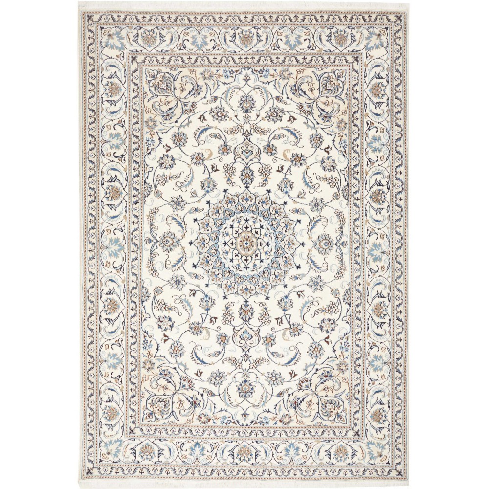 Tappeto Nain Kashmar Persia bianco marrone 204x303 Tappeto Nain Kashmar Persia bianco marrone 204x303