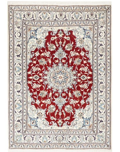 Tappeto Nain Kashmar Persia bianco grigio 145x205