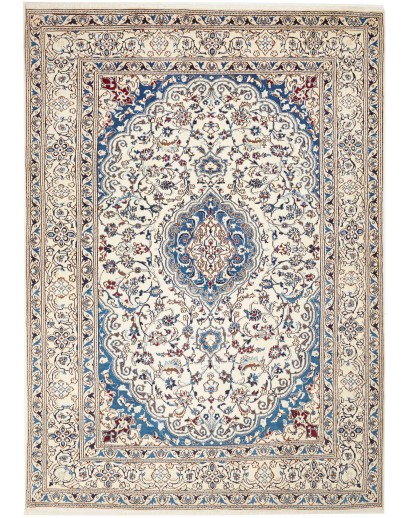 Tappeto Nain Kashmar Persia bianco azzurro 200x285