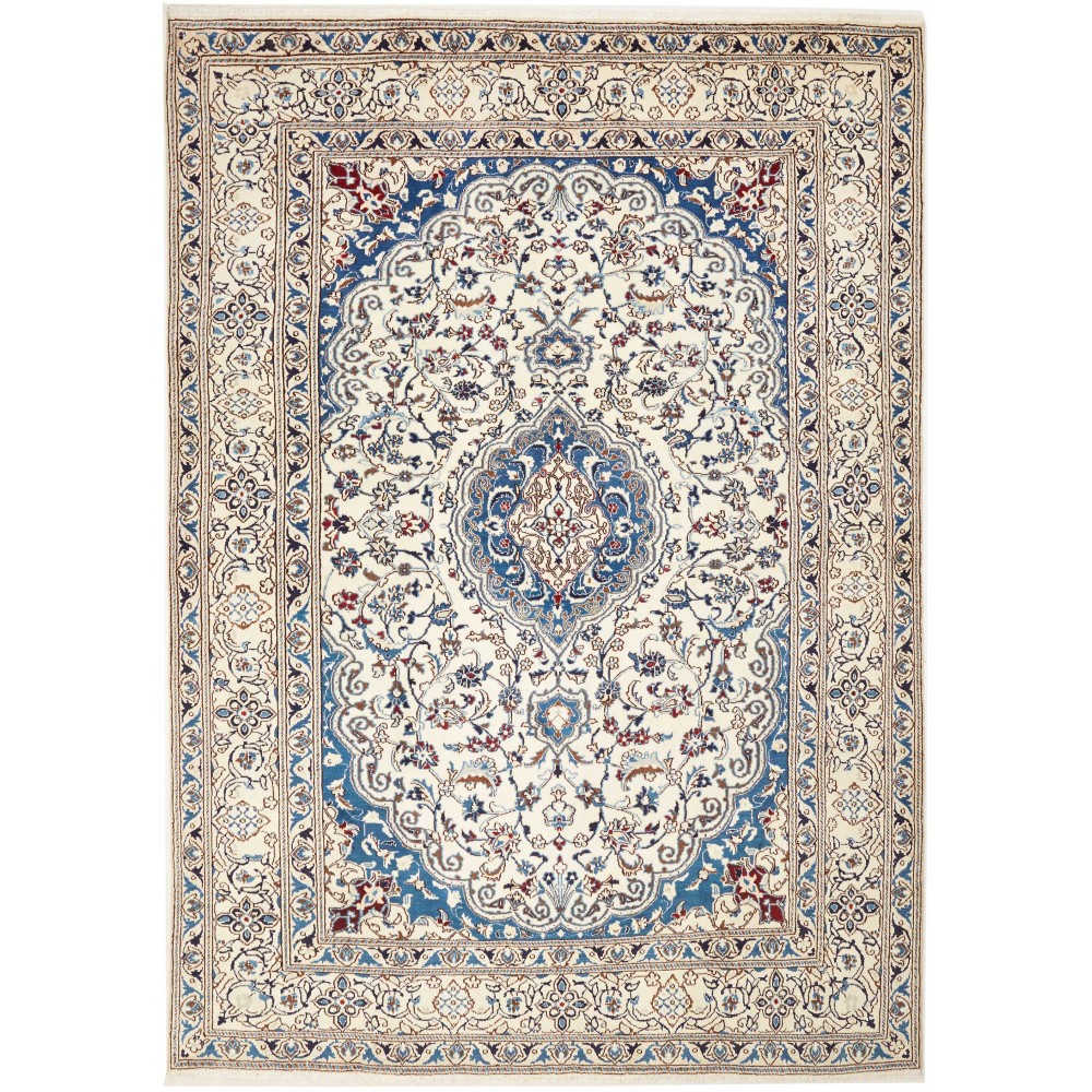 Tappeto Nain Kashmar Persia bianco azzurro 200x285 Tappeto Nain Kashmar Persia bianco azzurro 200x285