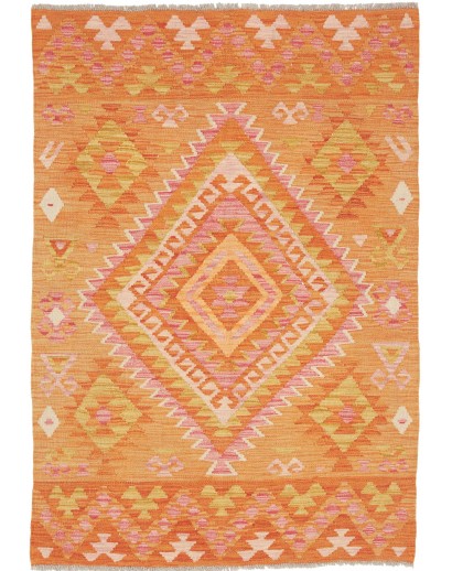 Tappeto Kilim Afghanistan arancione giallo 100x147