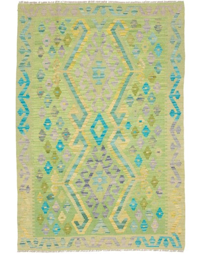 Tappeto Kilim Afghanistan marrone verde 102x150