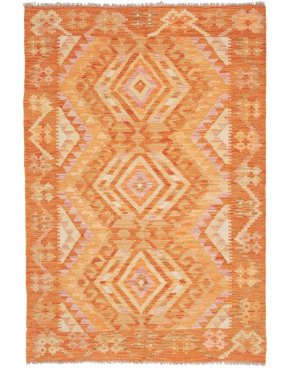 Tappeto Kilim Afghanistan arancione beige 104x152