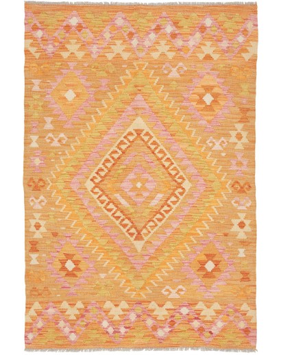 Tappeto Kilim Afghanistan arancione marrone 104x156