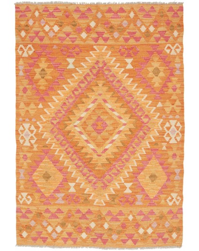 Tappeto Kilim Afghanistan arancione marrone 100x146
