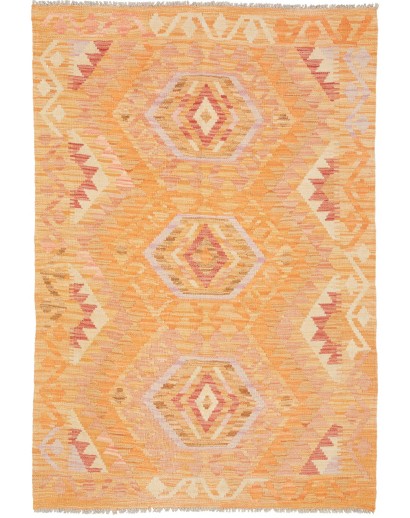Tappeto Kilim Afghanistan marrone arancione 102x151