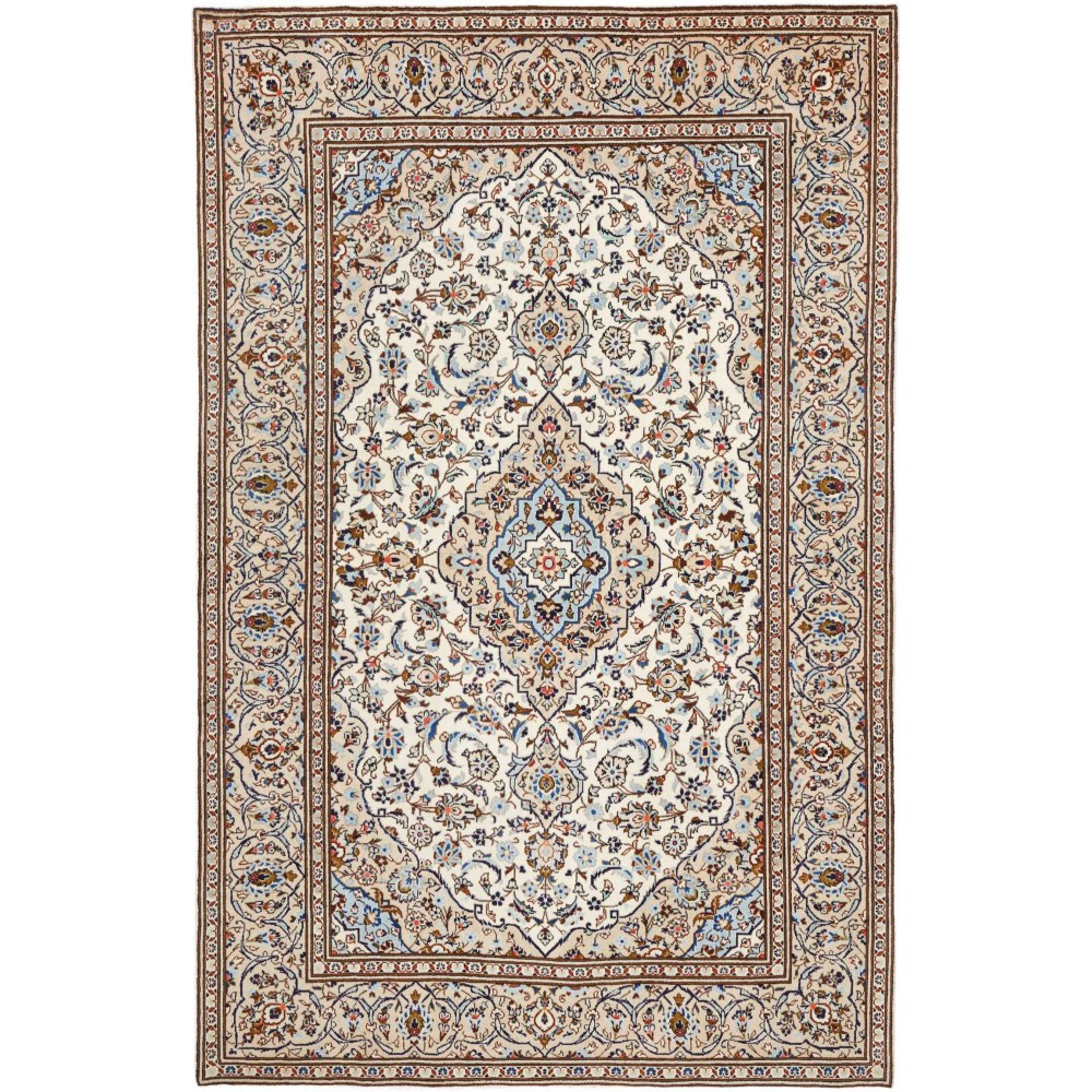 Tappeto Kashan Persia bianco marrone 200x308