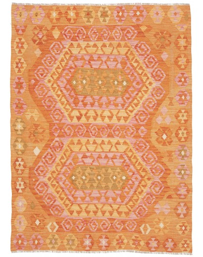 Tappeto Kilim Afghanistan arancione marrone 132x188