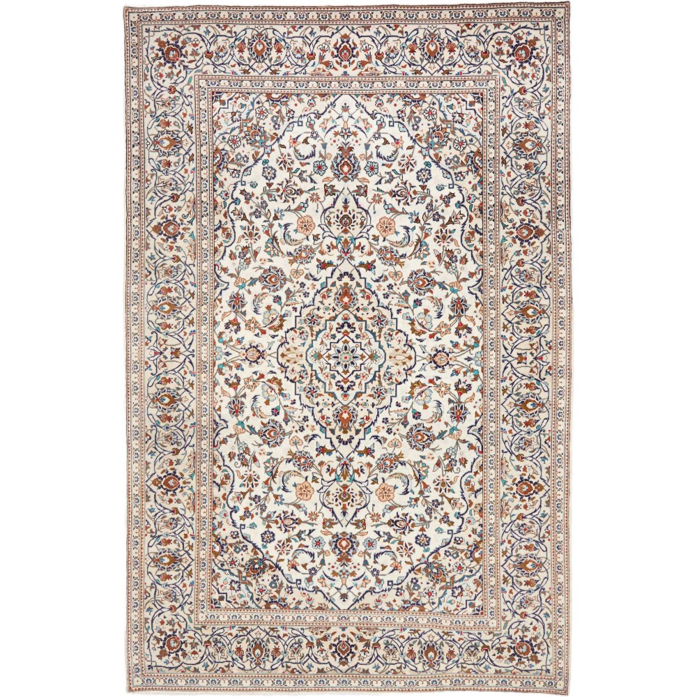 Tappeto Kashan Persia bianco grigio 198x304