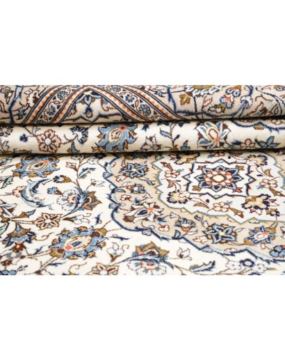 Tappeto Kashan Persia bianco azzurro 205x300