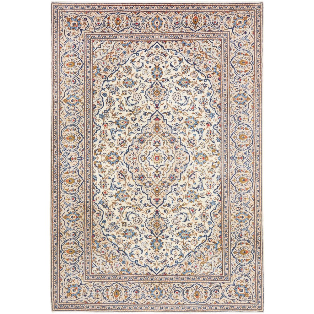 Tappeto Kashan Persia bianco grigio 200x296