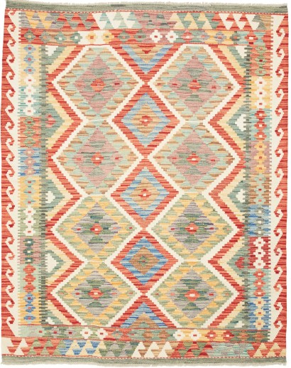Tappeto Kilim Afghanistan marrone bianco 156x194