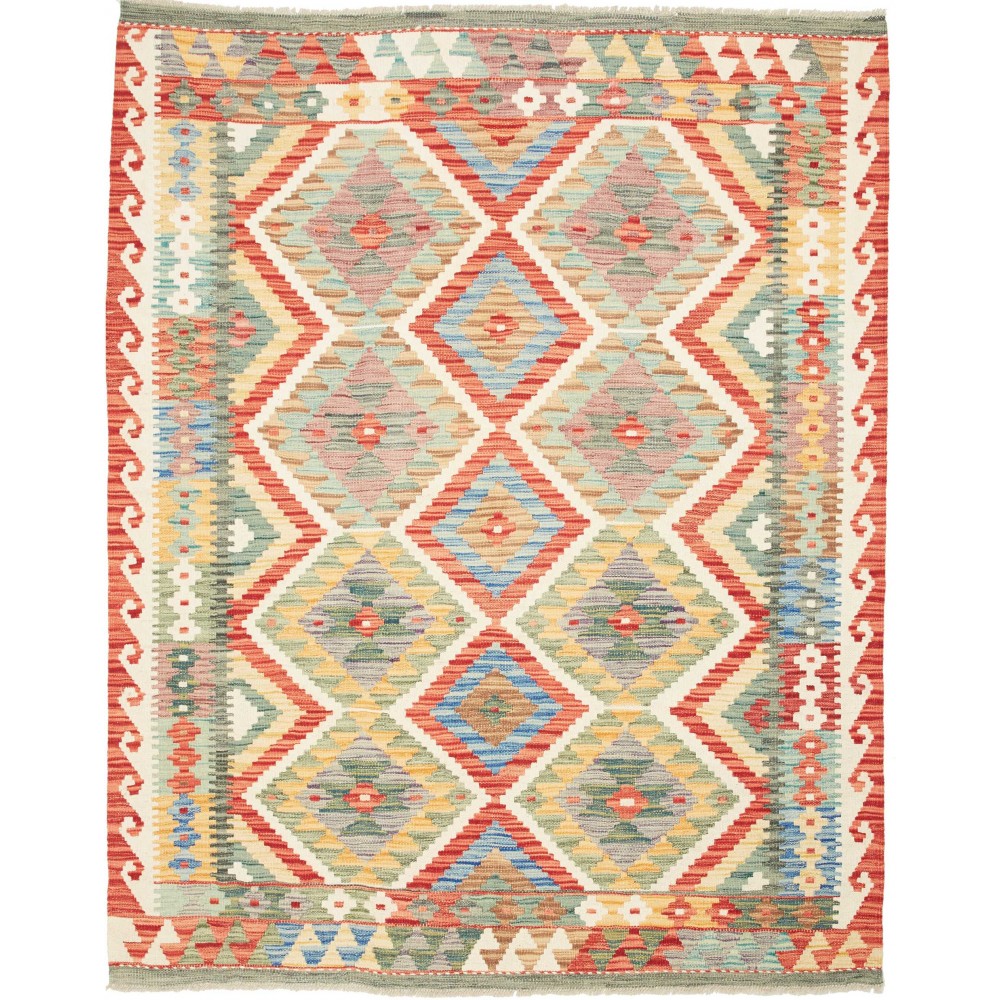 Tappeto Kilim Afghanistan marrone bianco 156x194