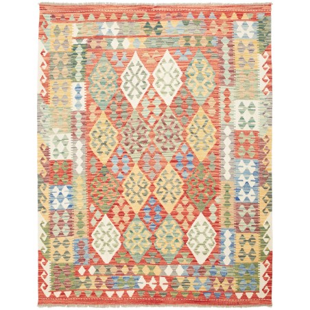 Tappeto Kilim Afghanistan marrone giallo 150x195