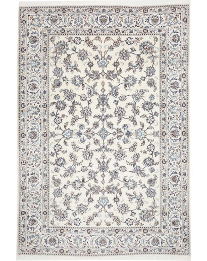 Tappeto Nain Kashmar Persia bianco grigio 200x295