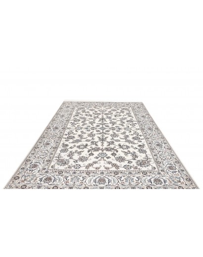 Tappeto Nain Kashmar Persia bianco grigio 200x295